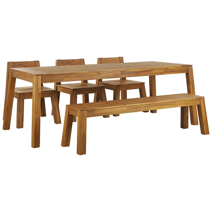 Garden Dining Set 6 Seater LIVORNO Acacia Wood Brown