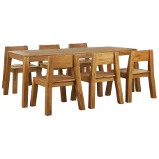 Garden Dining Set 6 Seater LIVORNO Acacia Wood Brown