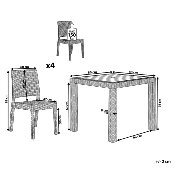 Garden Dining Set 4 Seater FOSSANO White