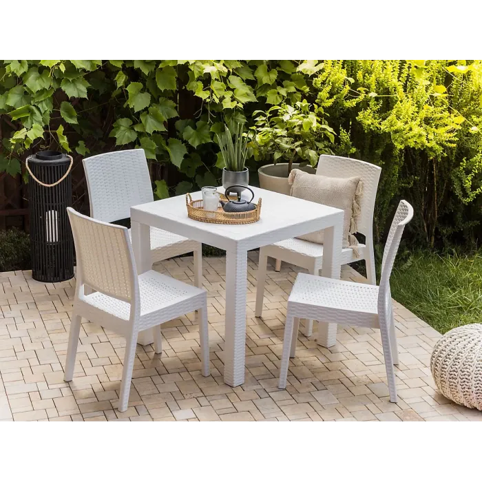 Garden Dining Set 4 Seater FOSSANO White