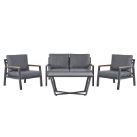 Garden Lounge Set with Table 4 Seater DELIA Metal Grey