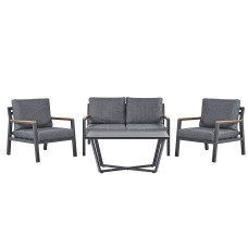 Garden Lounge Set with Table 4 Seater DELIA Metal Grey