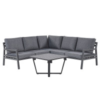 Garden Corner Sofa with Table 5 Seater VIZZINI Metal Grey