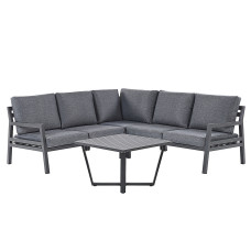 Garden Corner Sofa with Table 5 Seater VIZZINI Metal Grey