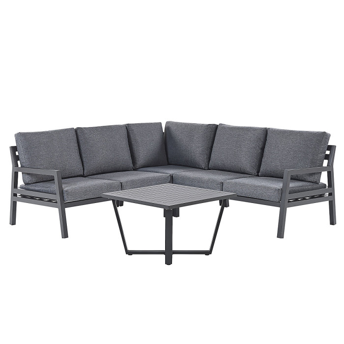 Garden Corner Sofa with Table 5 Seater VIZZINI Metal Grey