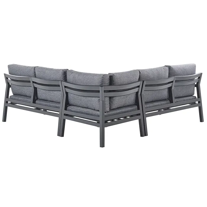 Garden Corner Sofa with Table 5 Seater VIZZINI Metal Grey