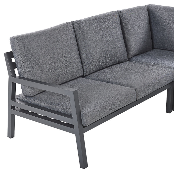 Garden Corner Sofa with Table 5 Seater VIZZINI Metal Grey