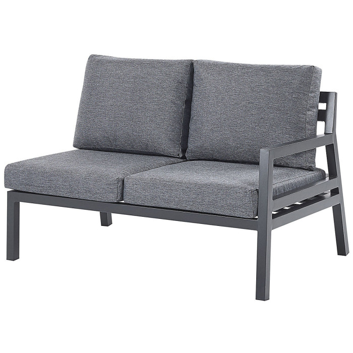 Garden Corner Sofa with Table 5 Seater VIZZINI Metal Grey