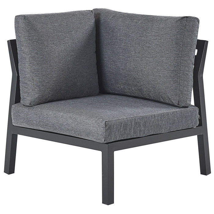 Garden Corner Sofa with Table 5 Seater VIZZINI Metal Grey