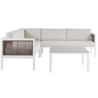 Garden Corner Sofa with Table 4 Seater BORELLO Left Hand Metal Beige