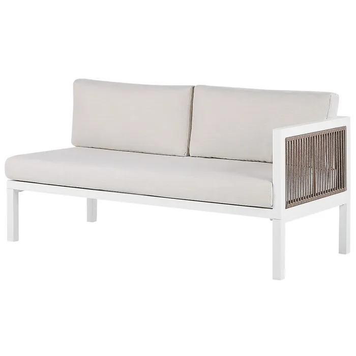 Garden Corner Sofa with Table 4 Seater BORELLO Left Hand Metal Beige