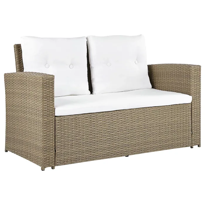 Garden Lounge Set with Table 4 Seater LUCA PE Rattan Light Brown