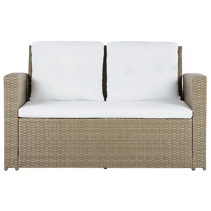 Garden Lounge Set with Table 4 Seater LUCA PE Rattan Light Brown