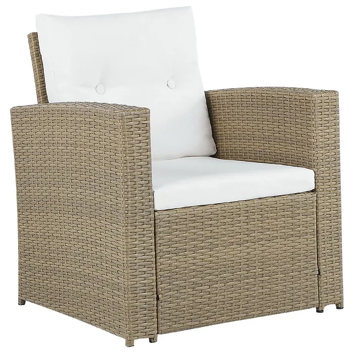 Garden Lounge Set with Table 4 Seater LUCA PE Rattan Light Brown