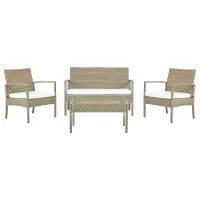 4 Seater PE Rattan Garden Sofa Set Light Brown MARSALA