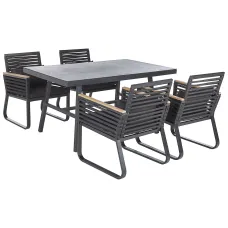 Garden Dining Set 4 Seater CANETTO with Cushions Metal Black