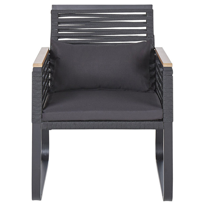 Garden Dining Set 4 Seater CANETTO with Cushions Metal Black