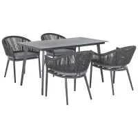 Garden Dining Set 4 Seater MILETO with Cushions Metal Grey
