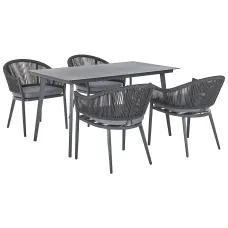 Garden Dining Set 4 Seater MILETO with Cushions Metal Grey