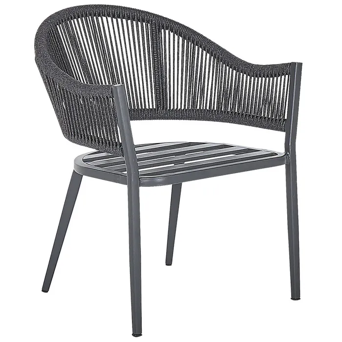 Garden Dining Set 4 Seater MILETO with Cushions Metal Grey