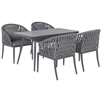 Garden Dining Set 4 Seater LIPARI with Cushions Metal Grey