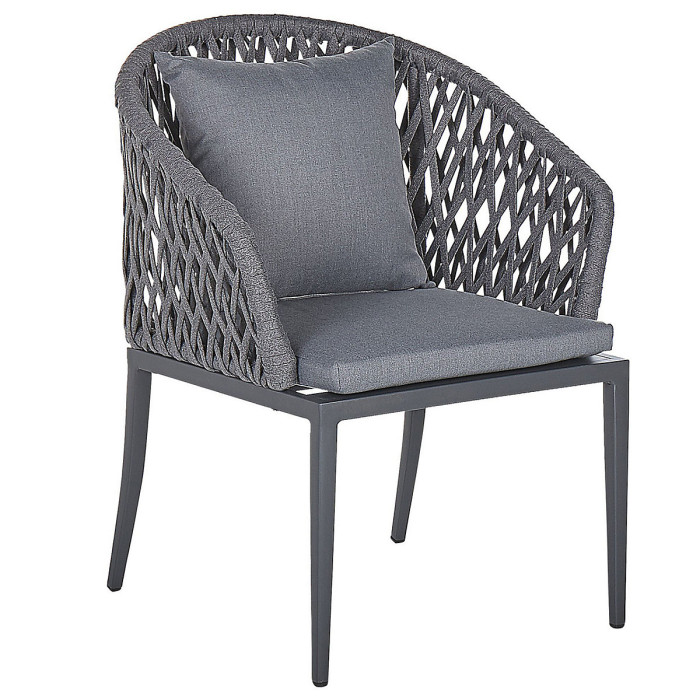 Garden Dining Set 4 Seater LIPARI with Cushions Metal Grey