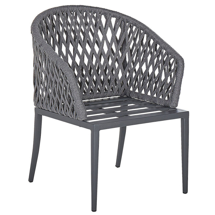 Garden Dining Set 4 Seater LIPARI with Cushions Metal Grey