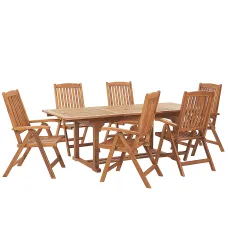 Garden Dining Set 6 Seater JAVA Acacia Wood Light Brown