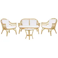 Garden Lounge Set with Table 4 Seater SIBARI Rattan Natural