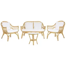 Garden Lounge Set with Table 4 Seater SIBARI Rattan Natural