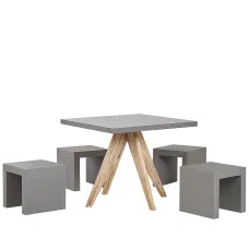 Garden Dining Set with Stools 4 Seater OLBIA/TARANTO Concrete Grey
