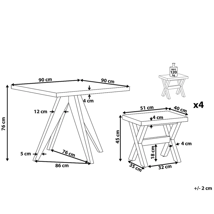 Garden Dining Set with Stools 4 Seater OLBIA/TARANTO Concrete Grey