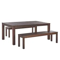 Garden Dining Set with Benches 6 Seater TUSCANIA Eucalyptus Wood Dark Brown