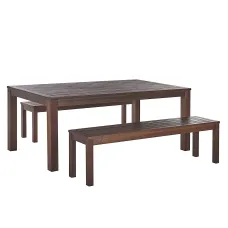 Garden Dining Set with Benches 6 Seater TUSCANIA Eucalyptus Wood Dark Brown