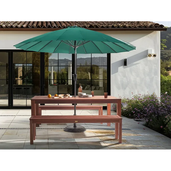 Garden Dining Set with Benches 6 Seater TUSCANIA Eucalyptus Wood Dark Brown