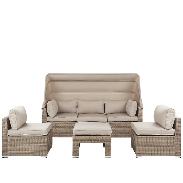 Garden Lounge Set with Table 5 Seater COCCOLIA Modular PE Rattan Beige