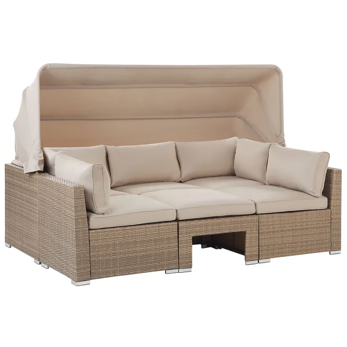 Garden Lounge Set with Table 5 Seater COCCOLIA Modular PE Rattan Beige