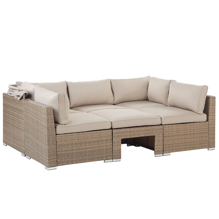 Garden Lounge Set with Table 5 Seater COCCOLIA Modular PE Rattan Beige