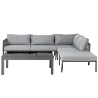 Garden Corner Sofa with Table 6 Seater FORANO Metal Grey
