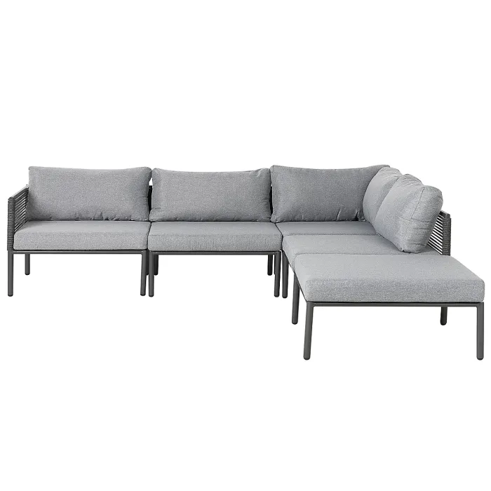 Garden Corner Sofa with Table 6 Seater FORANO Metal Grey