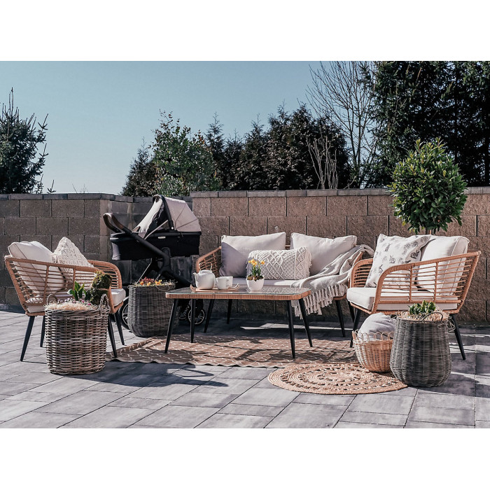 Garden Lounge Set with Table 4 Seater CORINTH II PE Rattan Natural