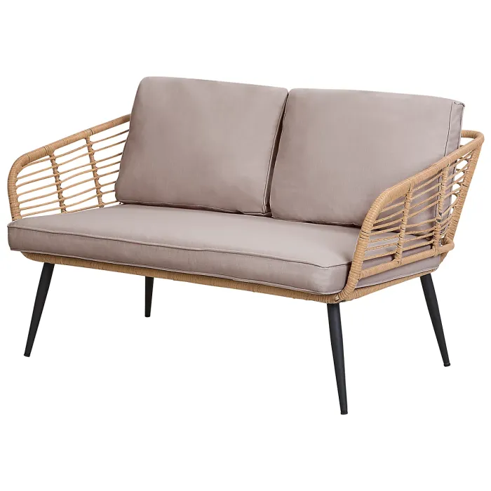 Garden Lounge Set with Table 4 Seater CORINTH II PE Rattan Natural