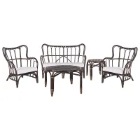 Garden Lounge Set with Table 4 Seater BRINDISI Rattan Dark Brown