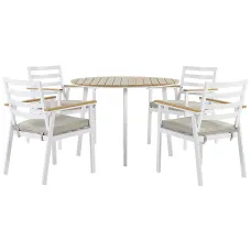 Garden Dining Set 4 Seater CAVOLI with Cushions Metal Beige