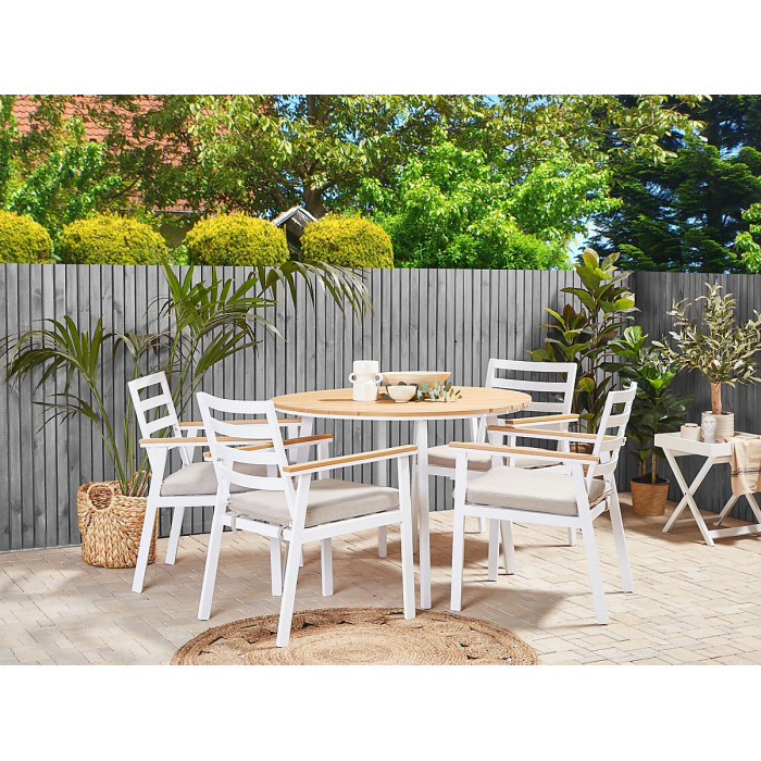 Garden Dining Set 4 Seater CAVOLI with Cushions Metal Beige