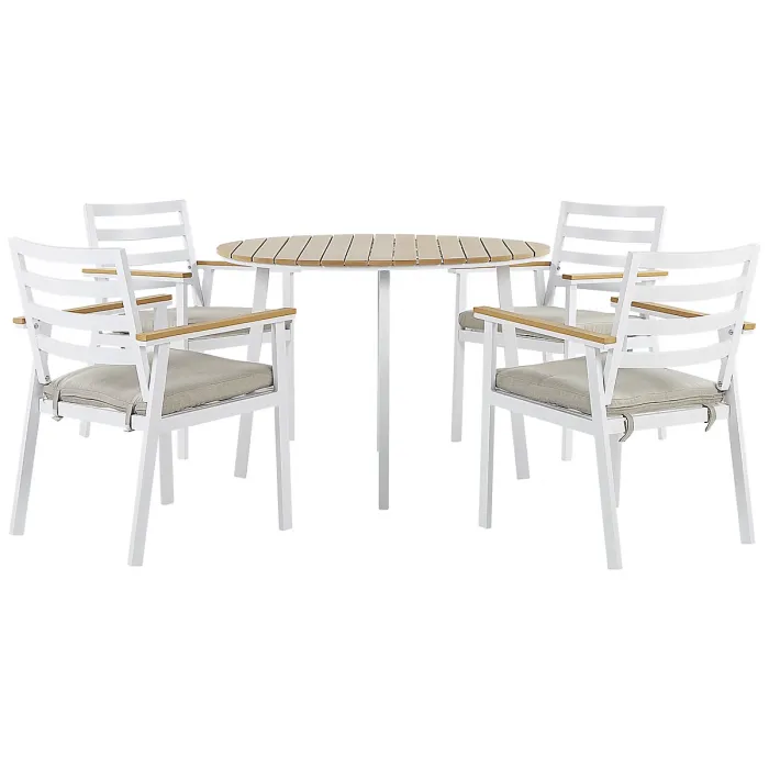 Garden Dining Set 4 Seater CAVOLI with Cushions Metal Beige