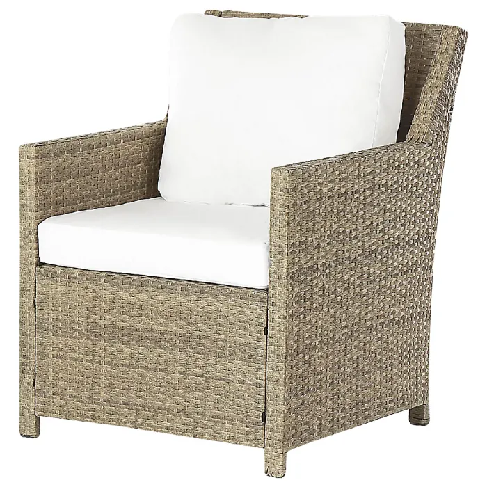 Garden Lounge Set with Table and Ottoman 5 Seater FONTI with Cushions PE Rattan Brown