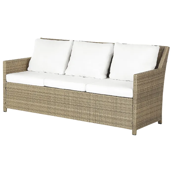 Garden Lounge Set with Table and Ottoman 5 Seater FONTI with Cushions PE Rattan Brown