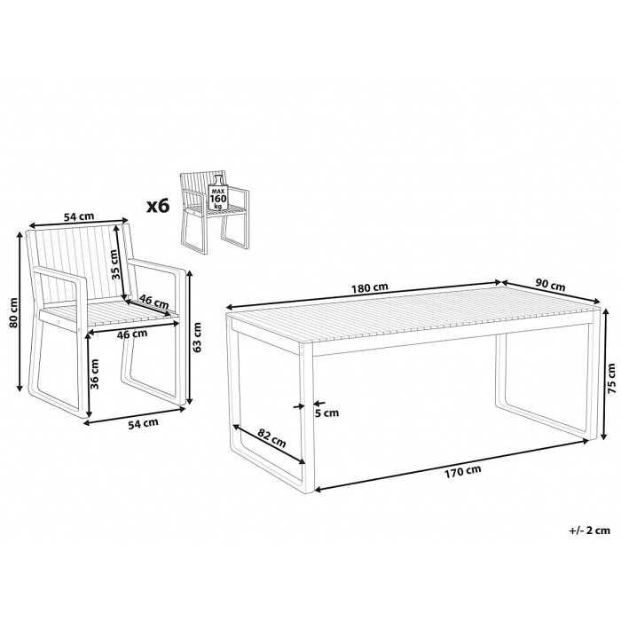 Garden Dining Set 6 Seater SASSARI Acacia Wood Brown