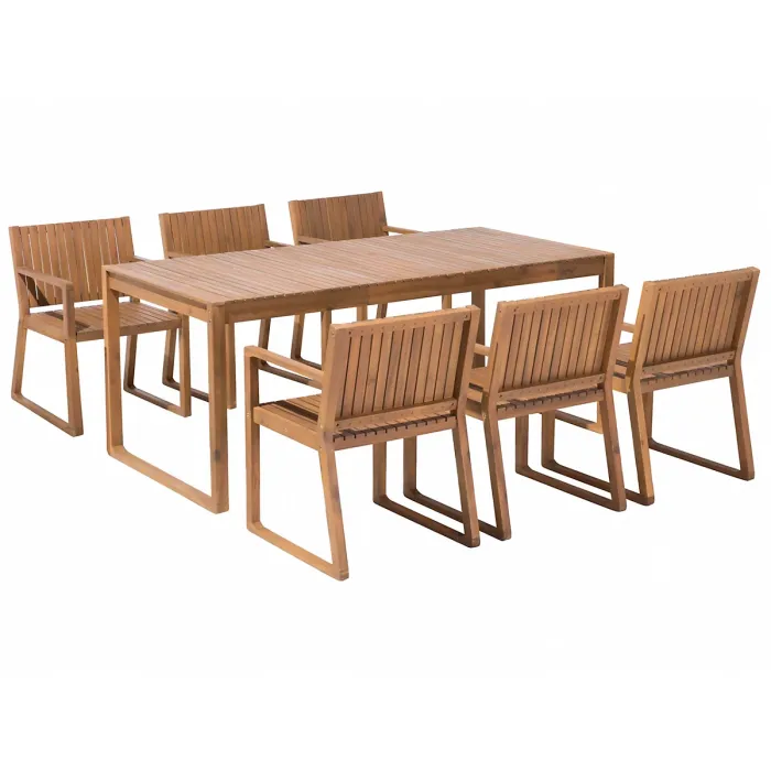 Garden Dining Set 6 Seater SASSARI Acacia Wood Brown